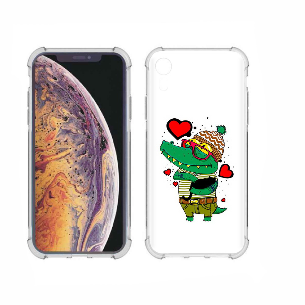 

Чехол MyPads Tocco для Apple iPhone XR Влюбленный крокодил, Прозрачный, Tocco