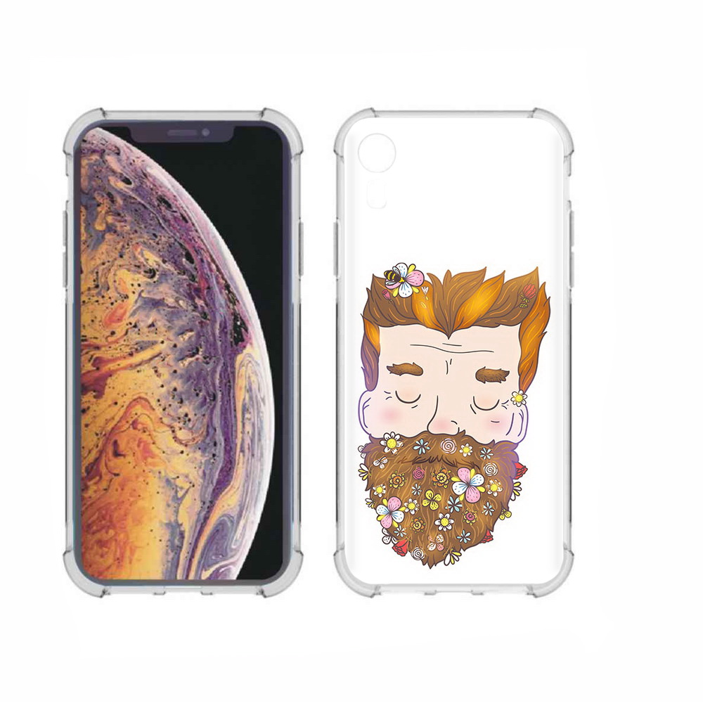

Чехол MyPads Tocco для Apple iPhone XR мужчина с цветами в бороде, Прозрачный, Tocco