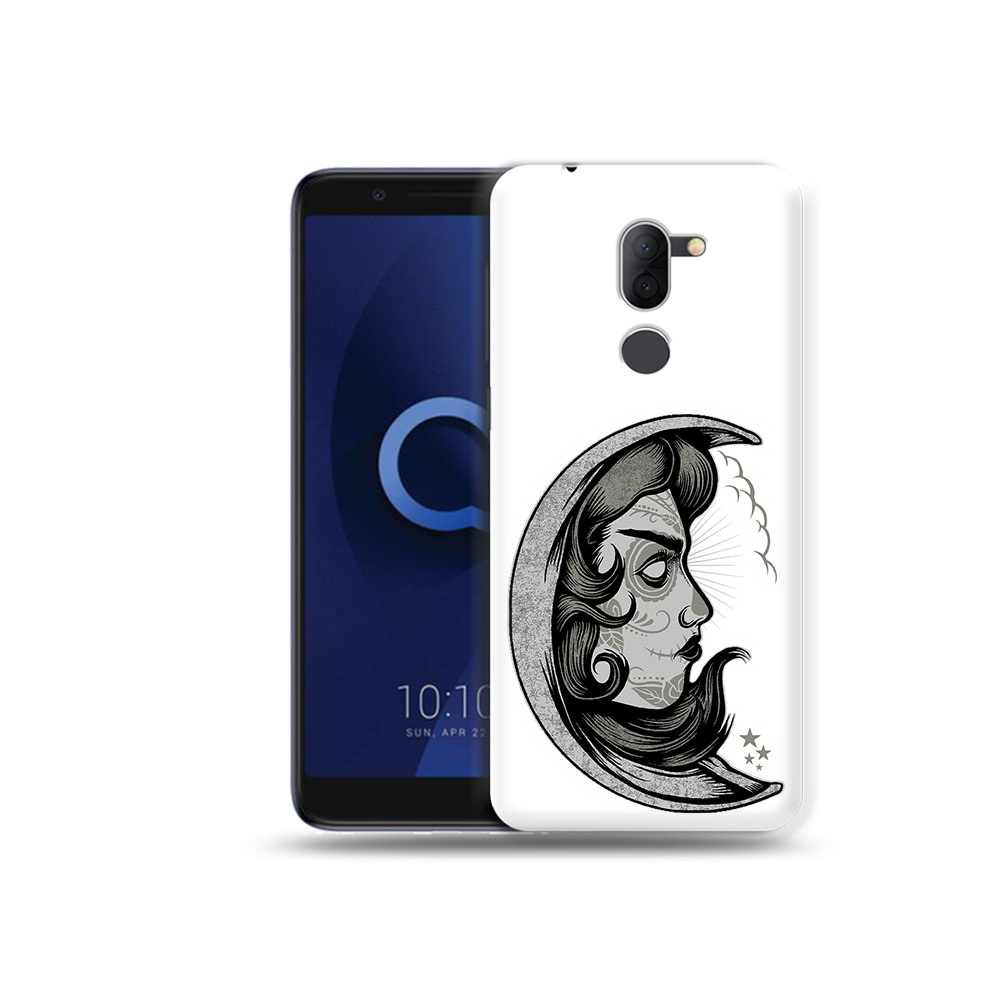 

Чехол MyPads Tocco для Alcatel 3X черно белая луна с лицом (PT112114.674.680), Прозрачный, Tocco