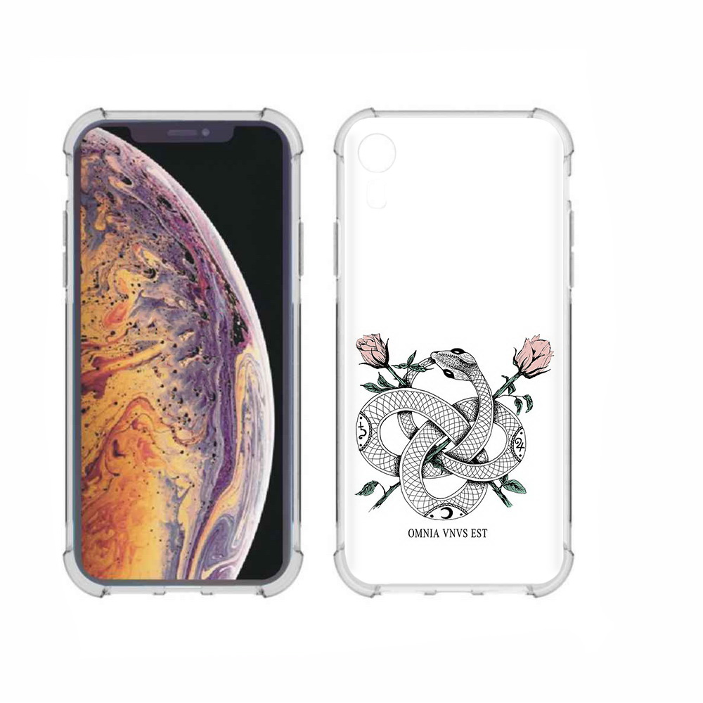 

Чехол MyPads Tocco для Apple iPhone XR нарисованная змея абстракция, Прозрачный, Tocco