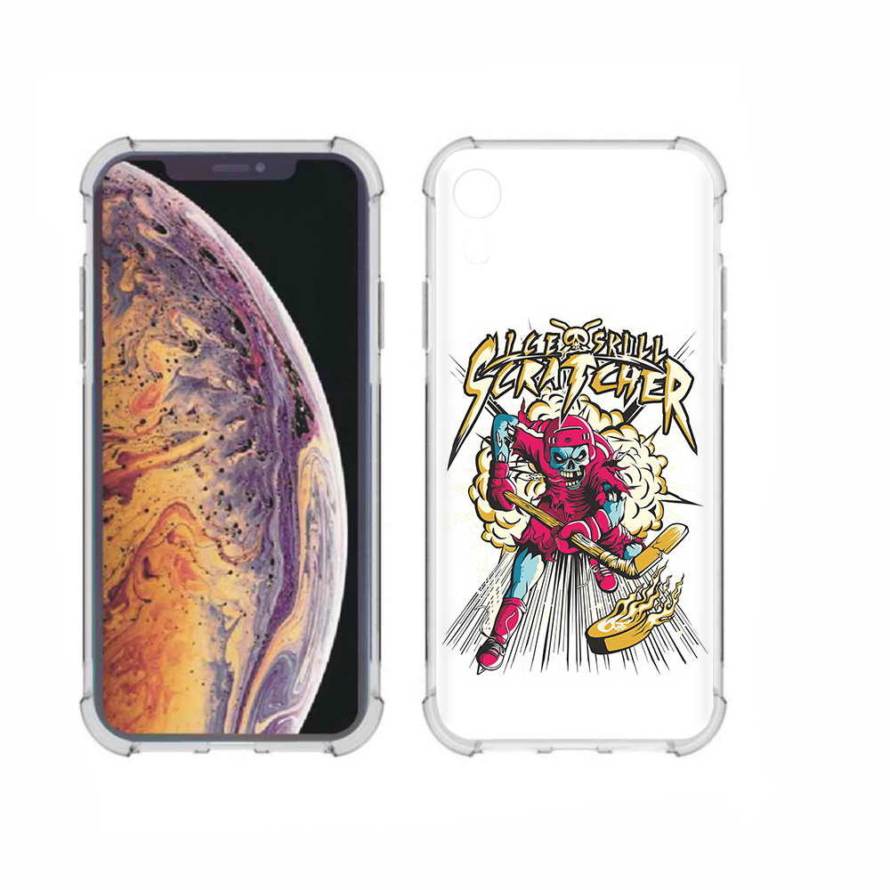 

Чехол MyPads Tocco для Apple iPhone XR нарисованный скелет хоккеист, Прозрачный, Tocco