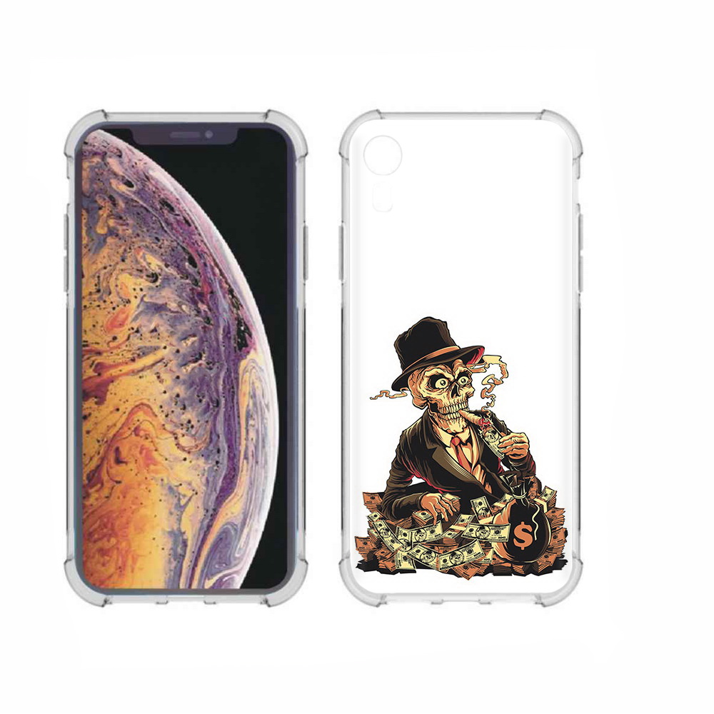 

Чехол MyPads Tocco для Apple iPhone XR нарисованный череп с сигаретой, Прозрачный, Tocco