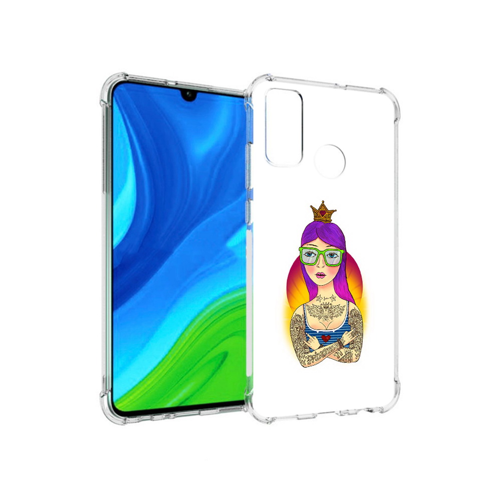 

Чехол MyPads Tocco для Huawei P Smart (2020) девушка в татуировках с короной, Прозрачный, Tocco