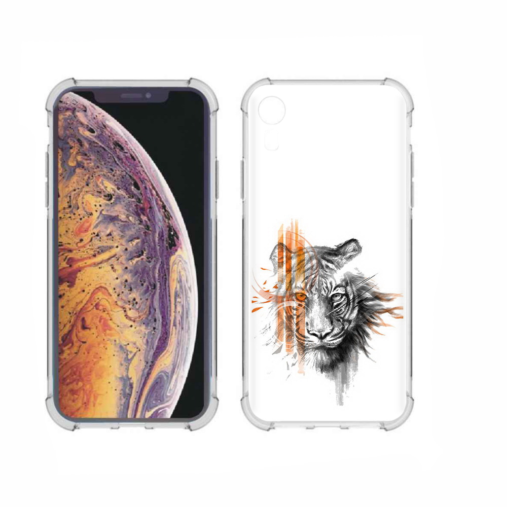 

Чехол MyPads Tocco для Apple iPhone XR огненный тигр, Прозрачный, Tocco