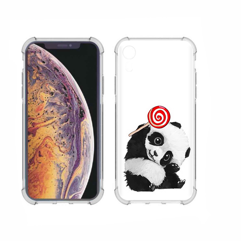 

Чехол MyPads Tocco для Apple iPhone XR панда с леденцом, Прозрачный, Tocco