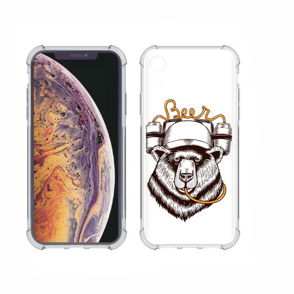 

Чехол MyPads Tocco для Apple iPhone XR пивной медведь, Прозрачный, Tocco
