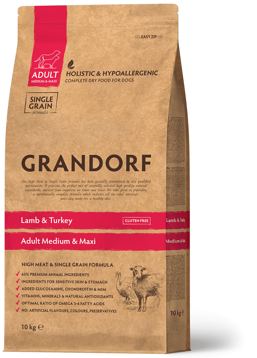 Сухой корм для собак Grandorf Adult Medium&Maxi ягненок и индейка, 10кг