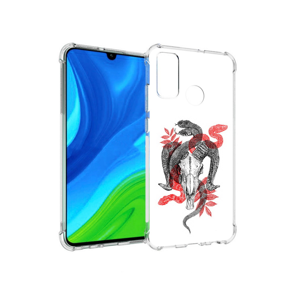 

Чехол MyPads Tocco для Huawei P Smart (2020) змея в черепе рисунок, Прозрачный, Tocco