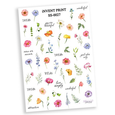 

Набор iNVENT PRiNT, Самоклеящийся слайдер-дизайн Цветы. Веточки. Надписи. Слова №SS-27 3шт