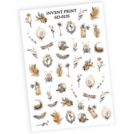 

Набор, iNVENT PRiNT, Слайдер-дизайн «Веточки. Насекомые. Цветы. Листья» №SD-135, 3 шт., Разноцветный