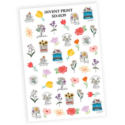 

Набор, iNVENT PRiNT, Слайдер-дизайн «Цветы. Веточки. Букет» №SD-139, 3 шт., Разноцветный
