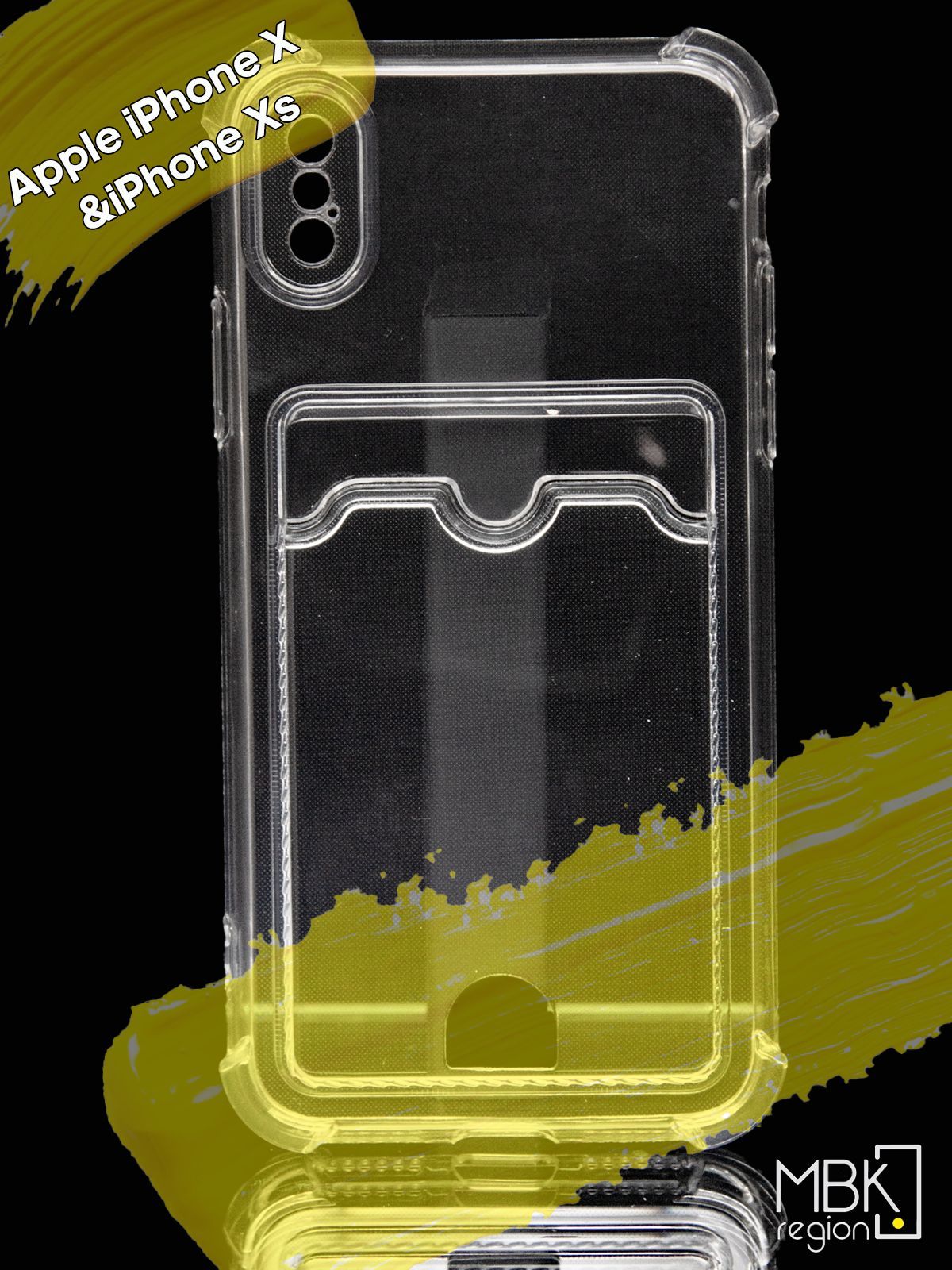 

Противоударный чехол с кармашком для фото и карт для Apple iPhone X/iPhone XS, прозрачный, Silicone case