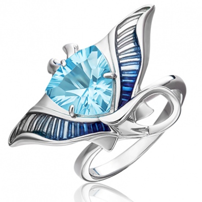 

Кольцо из серебра р.  PLATINA jewelry 01-5481-00-201-0200-69, топаз/эмаль, 01-5481-00-201-0200-69