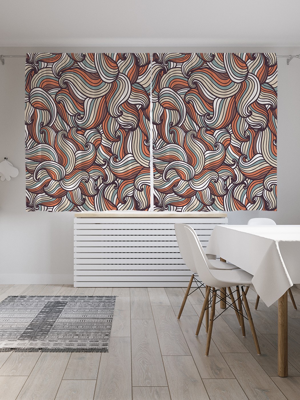 

Классические шторы JoyArty "Полосатые пейсли", серия Oxford DeLux, 2 полотна 145x180 см, Полосатые пейсли