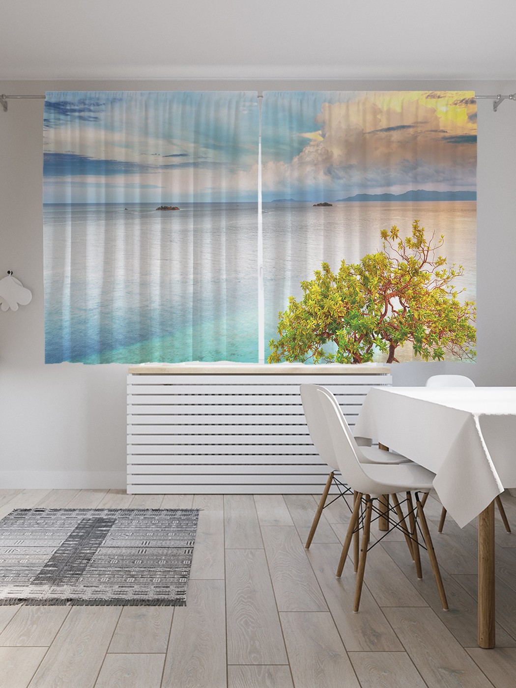 

Классические шторы JoyArty "Дерево у моря", серия Oxford DeLux, 2 полотна 145x180 см, Дерево у моря