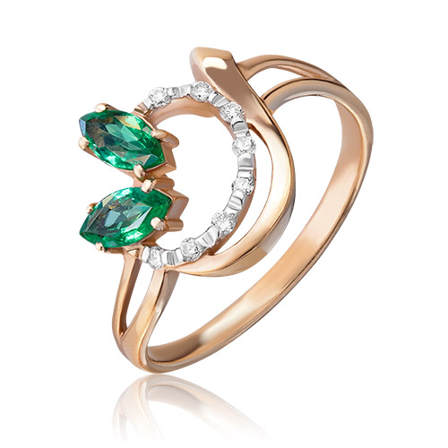 

Кольцо из золота р. 17,5 PLATINA jewelry 01-0139-00-106-1110-30, бриллиант\изумруд, 01-0139-00-106-1110-30