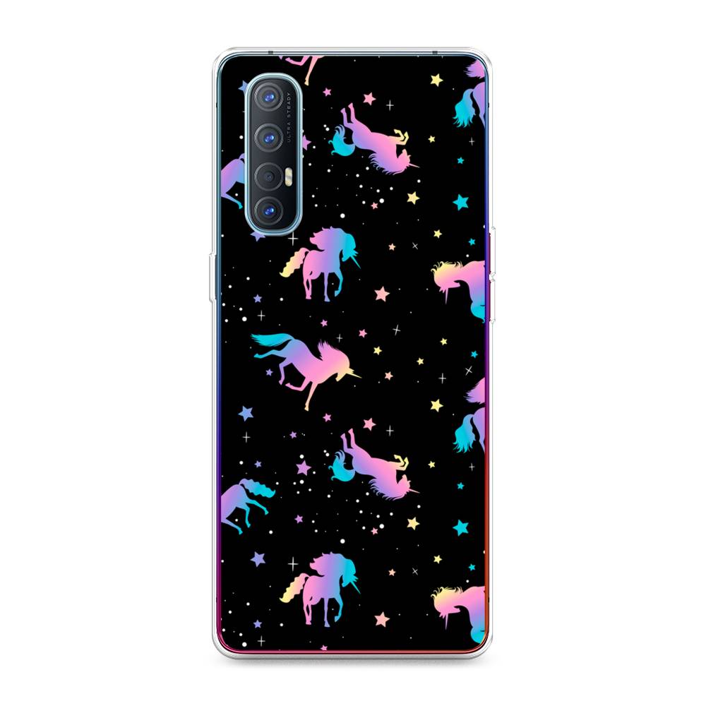 

Чехол для Oppo Reno 3 Pro "Единороги градиент", Черный;розовый;голубой, 252550-1