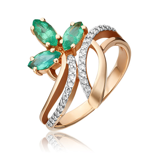 

Кольцо из золота р. 17,5 PLATINA jewelry 01-0191-00-106-1110-30, бриллиант\изумруд, 01-0191-00-106-1110-30