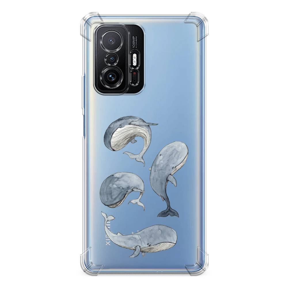 

Противоударный силиконовый чехол "Киты" на Xiaomi Mi 11T, Разноцветный, 311251-1