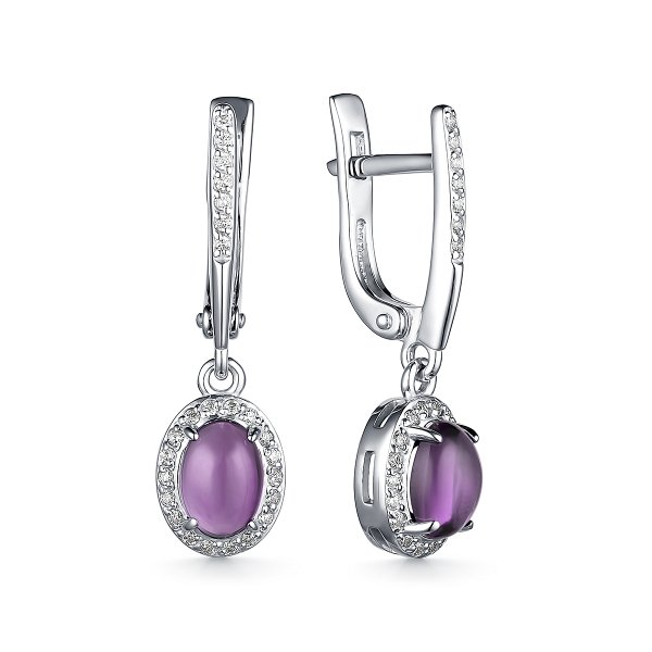 

Серьги из серебра TEO MAORI 8С-3803рк40100, аметист/фианит, 8С-3803рк40100