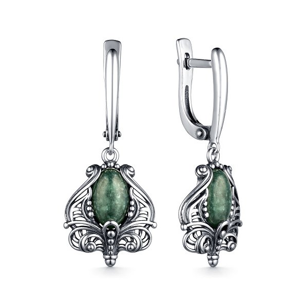

Серьги из серебра TEO MAORI 8С-3951ок4118, жадеит, 8С-3951ок4118