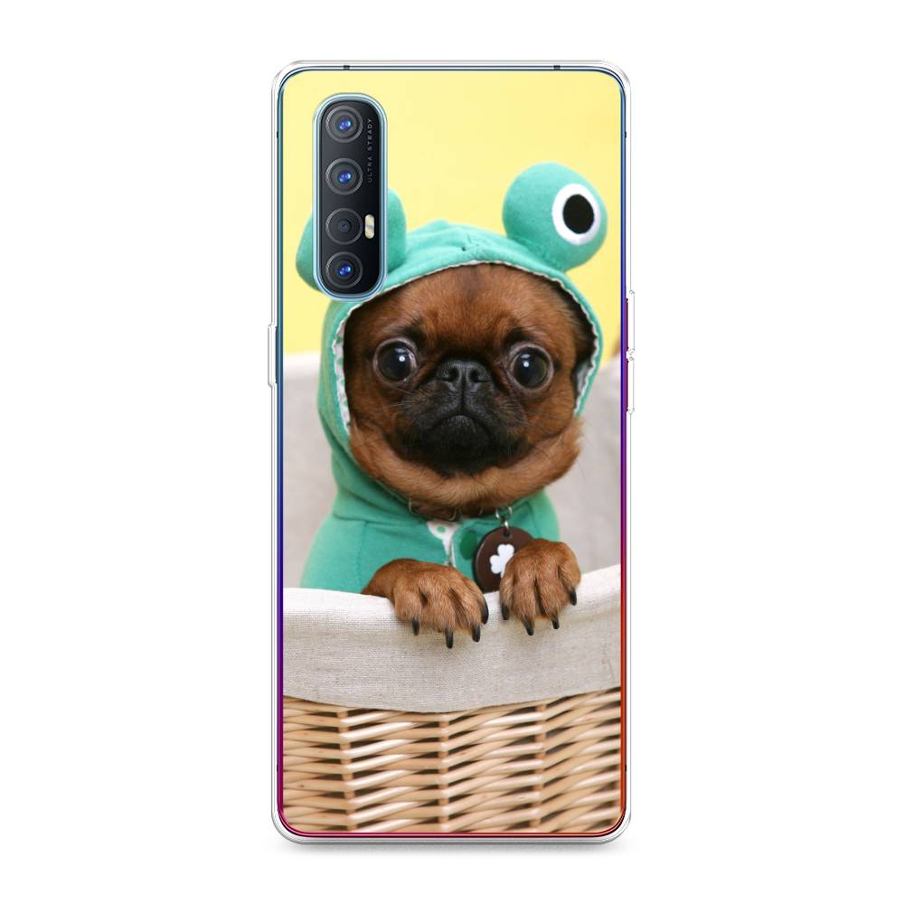 

Чехол для Oppo Reno 3 Pro "Собачка в шапке лягушки", Коричневый;желтый;голубой, 252550-1
