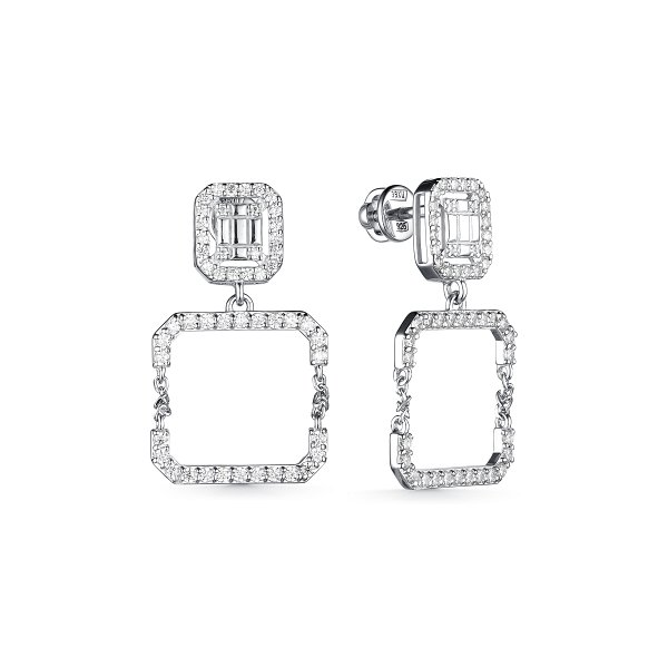 

Серьги пусеты из серебра TEO MAORI 8С-5059р00, фианит, 8С-5059р00