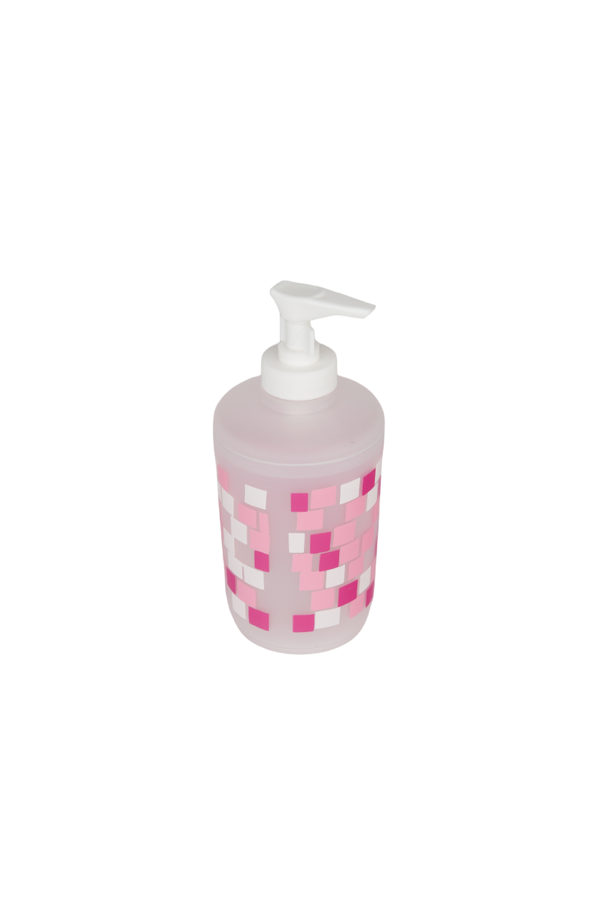 фото Дозатор настольный для жидкого мыла розовые квадраты 8521д пластик аквалиния