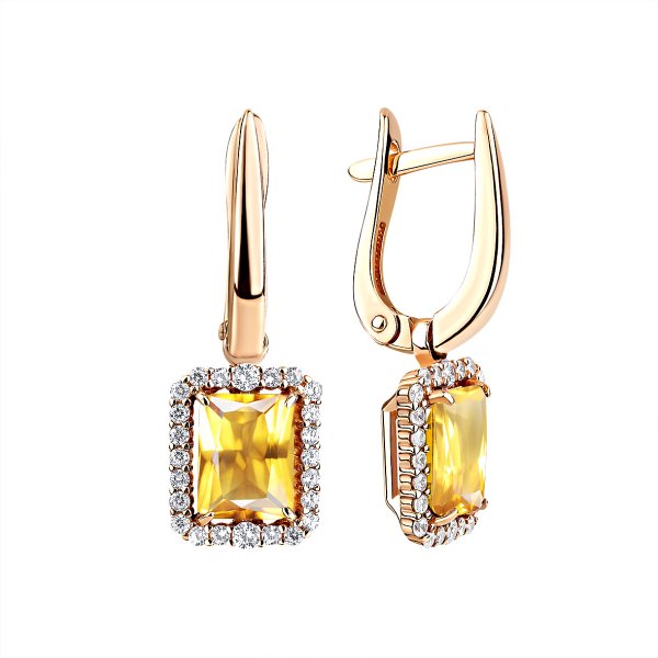 

Серьги подвески из серебра TEO MAORI 82320111959л, фианит/цитрин, 82320111959л