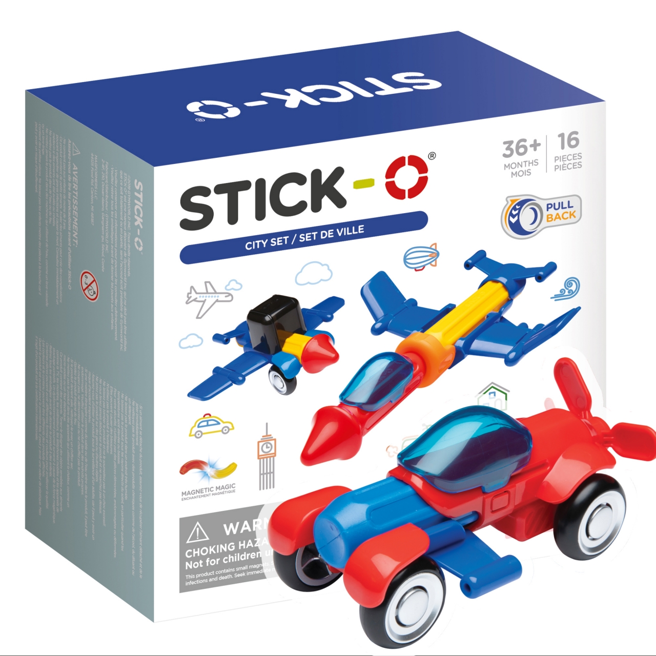 фото Конструктор магнитный stick-o city set, 16 деталей (машинки)