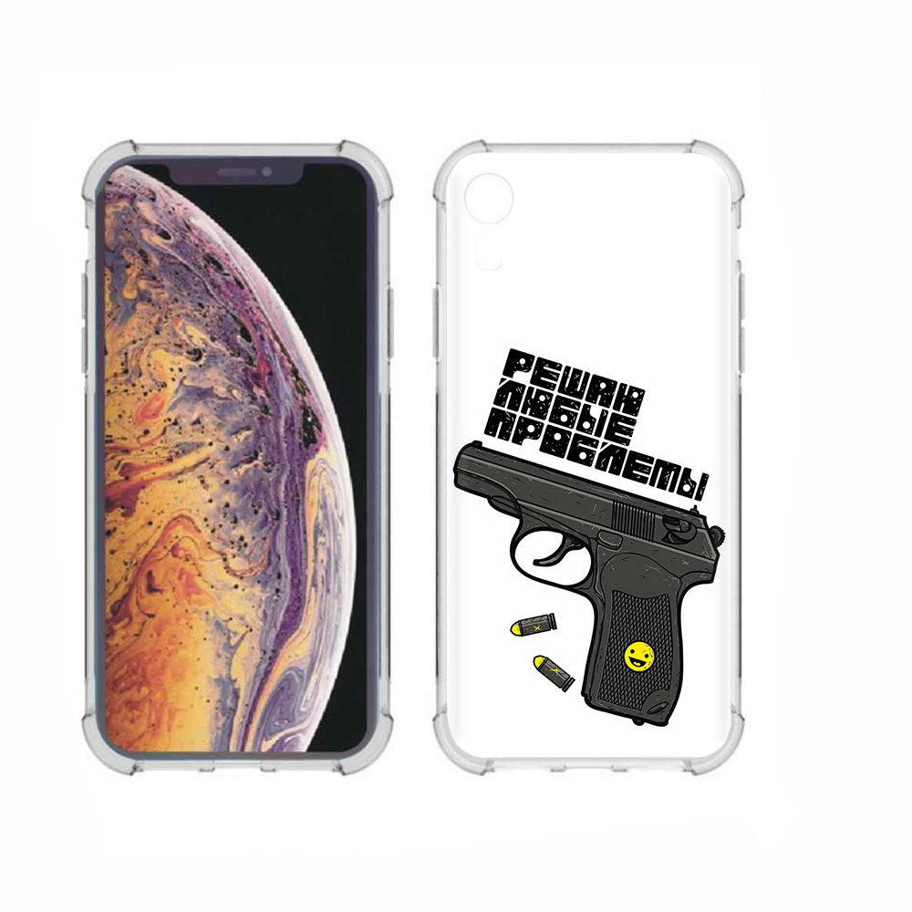 

Чехол MyPads Tocco для Apple iPhone XR пистолет против проблем, Прозрачный, Tocco