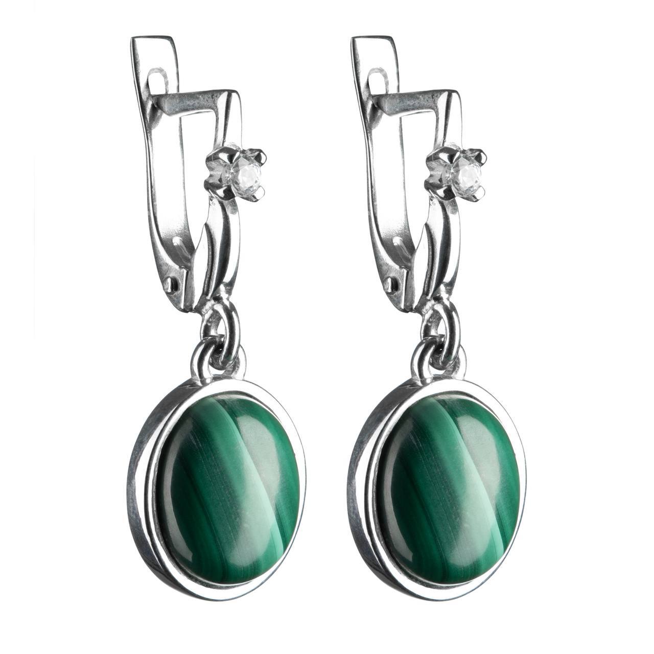 

Серьги подвески из серебра Jewelland 232-449, малахит/фианит, 232-449