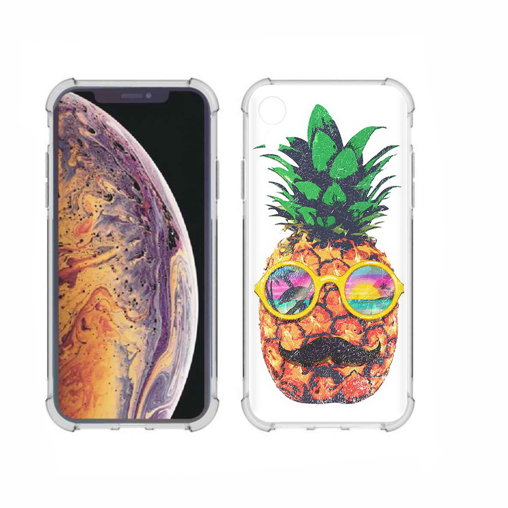 

Чехол MyPads Tocco для Apple iPhone XR прикольный ананас с лицом, Прозрачный, Tocco