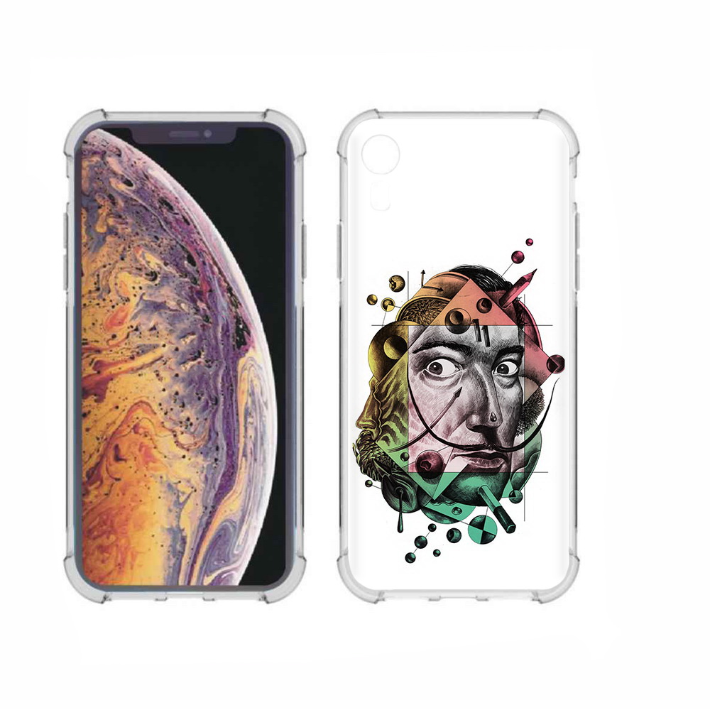 

Чехол MyPads Tocco для Apple iPhone XR разноцветное лицо абстракция, Прозрачный, Tocco