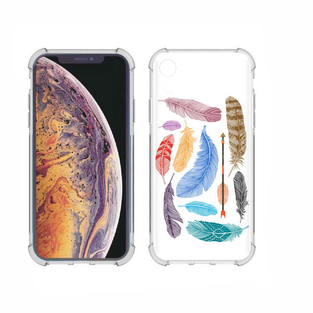 

Чехол MyPads Tocco для Apple iPhone XR разноцветные перья, Прозрачный, Tocco