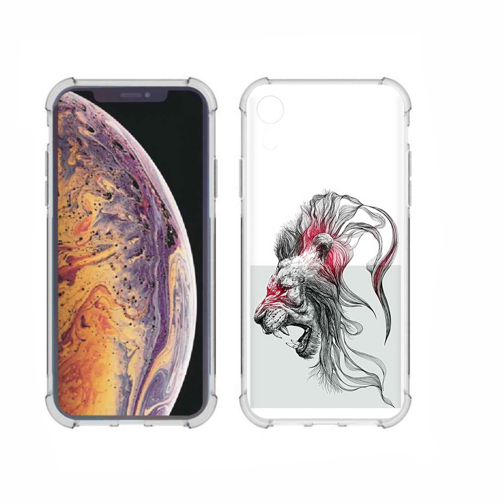 

Чехол MyPads Tocco для Apple iPhone XR разъяренный лев, Прозрачный, Tocco