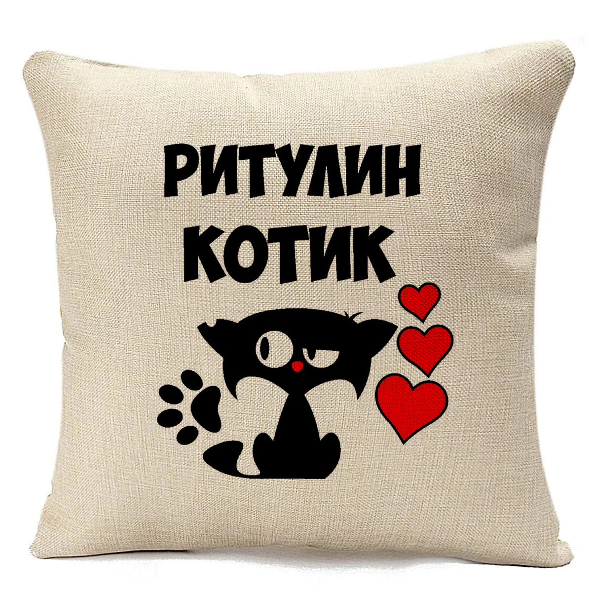 фото Подушка бежевая coolpodarok ритулин котик