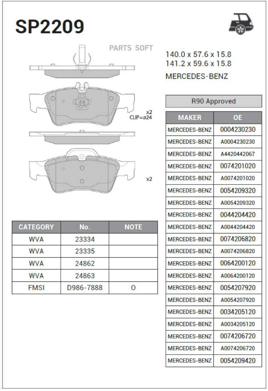 

Тормозные колодки Sangsin brake задние дисковые SP2209