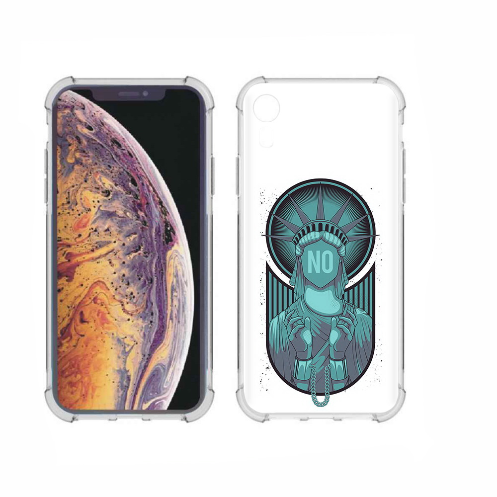 

Чехол MyPads Tocco для Apple iPhone XR статуя свободы зеленый, Прозрачный, Tocco