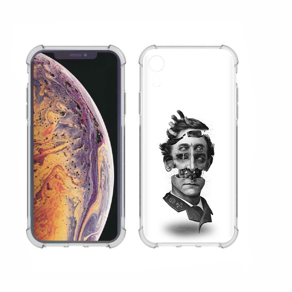 

Чехол MyPads Tocco для Apple iPhone XR страшное лицо абстракция, Прозрачный, Tocco