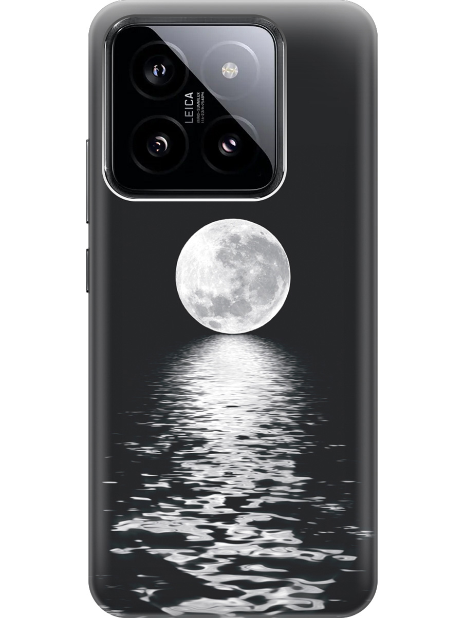 

Силиконовый чехол на Xiaomi 14 с рисунком "Луна над морем", Белый;черный, 20012082