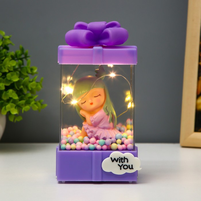 фото Risalux ночник "девочка" led от батареек 3хаа фиолетовый 8х8х15,5 см