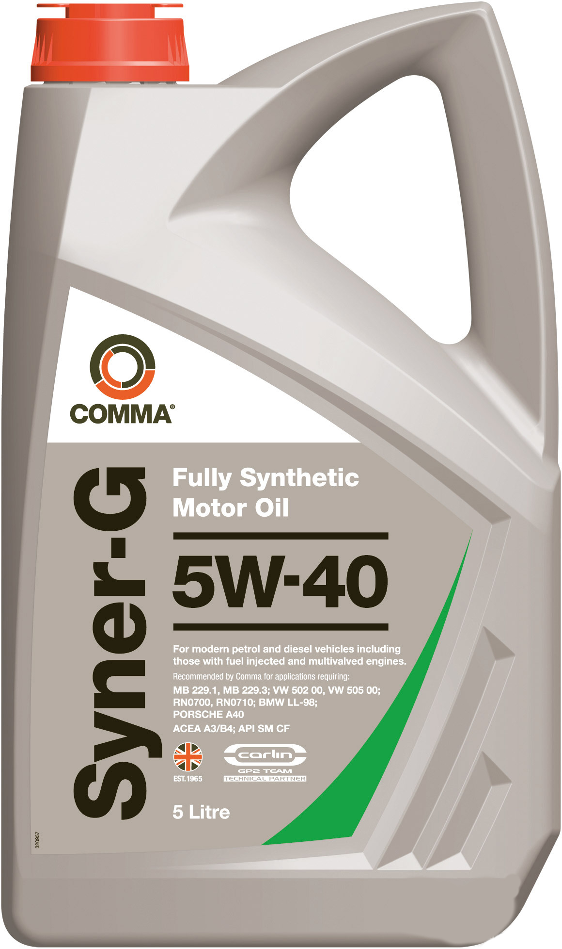 COMMA 5W40 SYNER-G (5L)_масло мот.! син.\ ACEA A3/B4,API SN/CF, MB 229.1(3),VW 502.00/505.