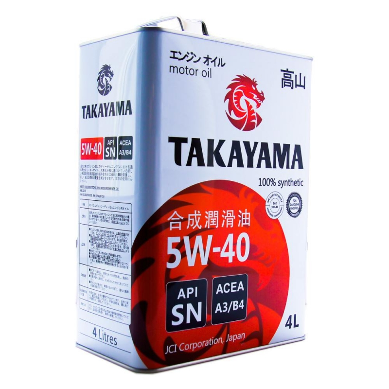 фото Моторное масло takayama 5w-40 sn, a3/b4, 4 л, синтетическое