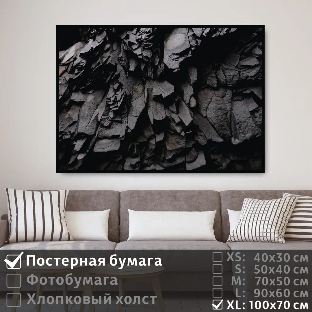 

Постер на стену ПолиЦентр Текстура уголь 100х70 см, ТекстураУголь1