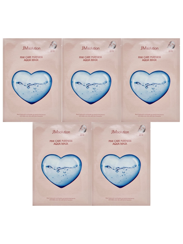 фото Маска для лица jm solution pink care pureness aqua mask тканевая увлажняющая, 5 шт.х30 мл