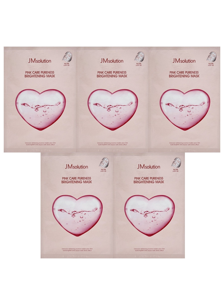 фото Маска для лица jm solution pink care pureness brightening mask осветляющая 5 шт.х30 мл