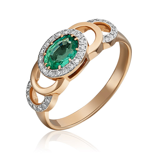 

Кольцо из золота р. 18,5 PLATINA jewelry 01-0196-00-106-1110-30, изумруд\бриллиант, 01-0196-00-106-1110-30