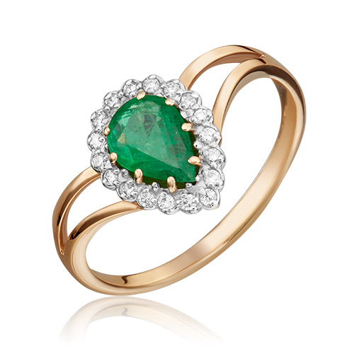 

Кольцо из золота р. 16 PLATINA jewelry 01-0218-00-106-1110-30, изумруд\бриллиант, 01-0218-00-106-1110-30