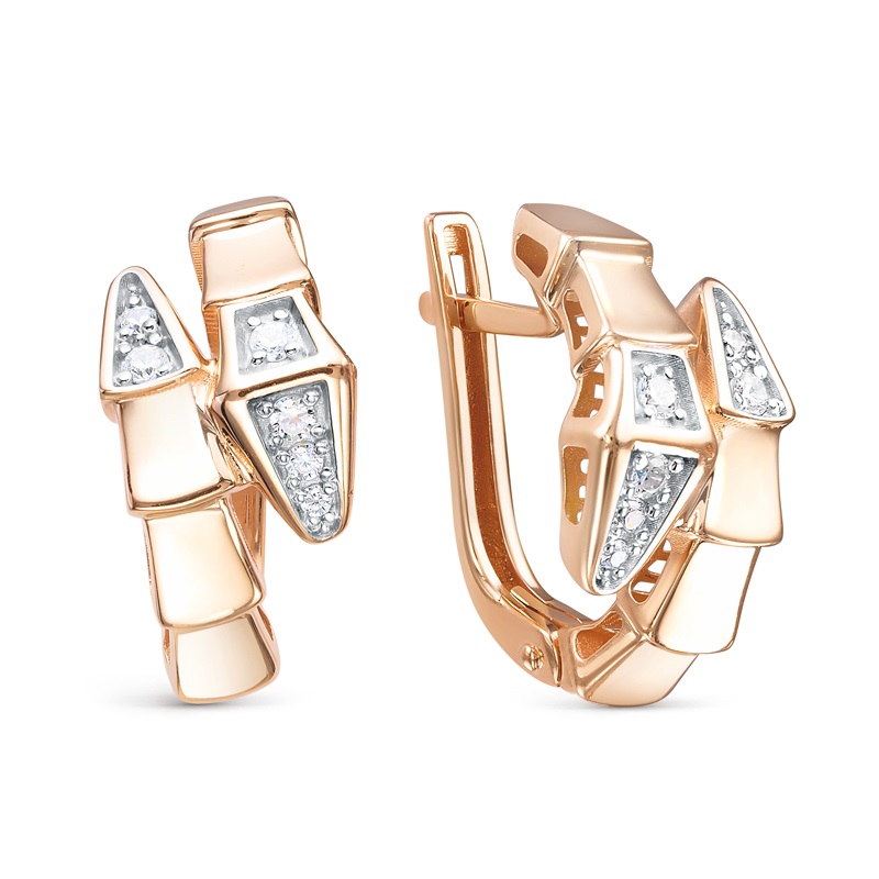 

Серьги из красного золота ЯХОНТ Золотой 2721472, фианит, 2721472
